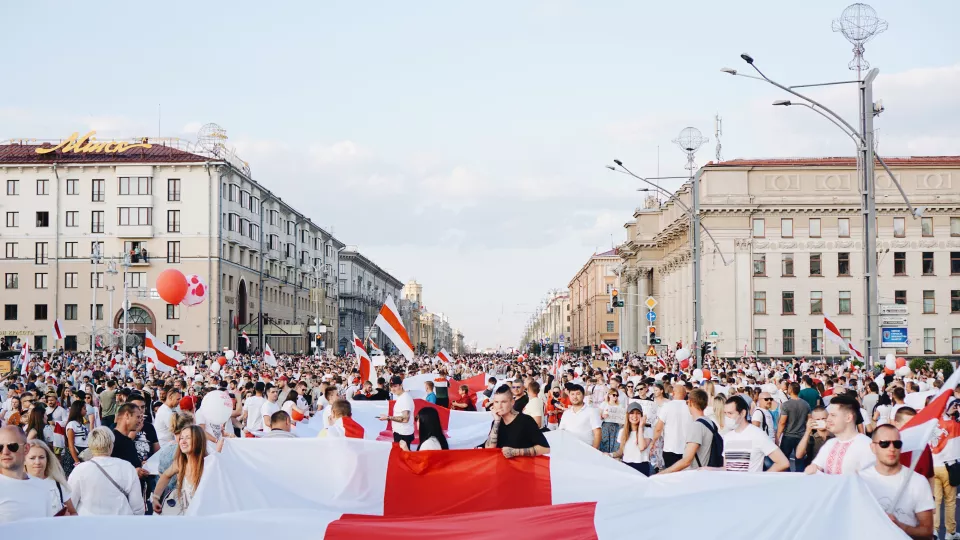 Protester i Belarus. Foto.